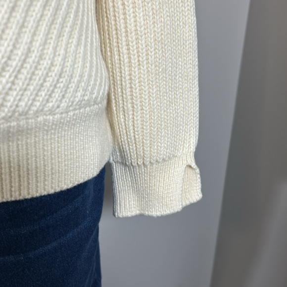 Marine Layer Skylar Turtleneck Sweater Chevron Ivory Merino Wool Sz M NEW - Picture 8 of 13